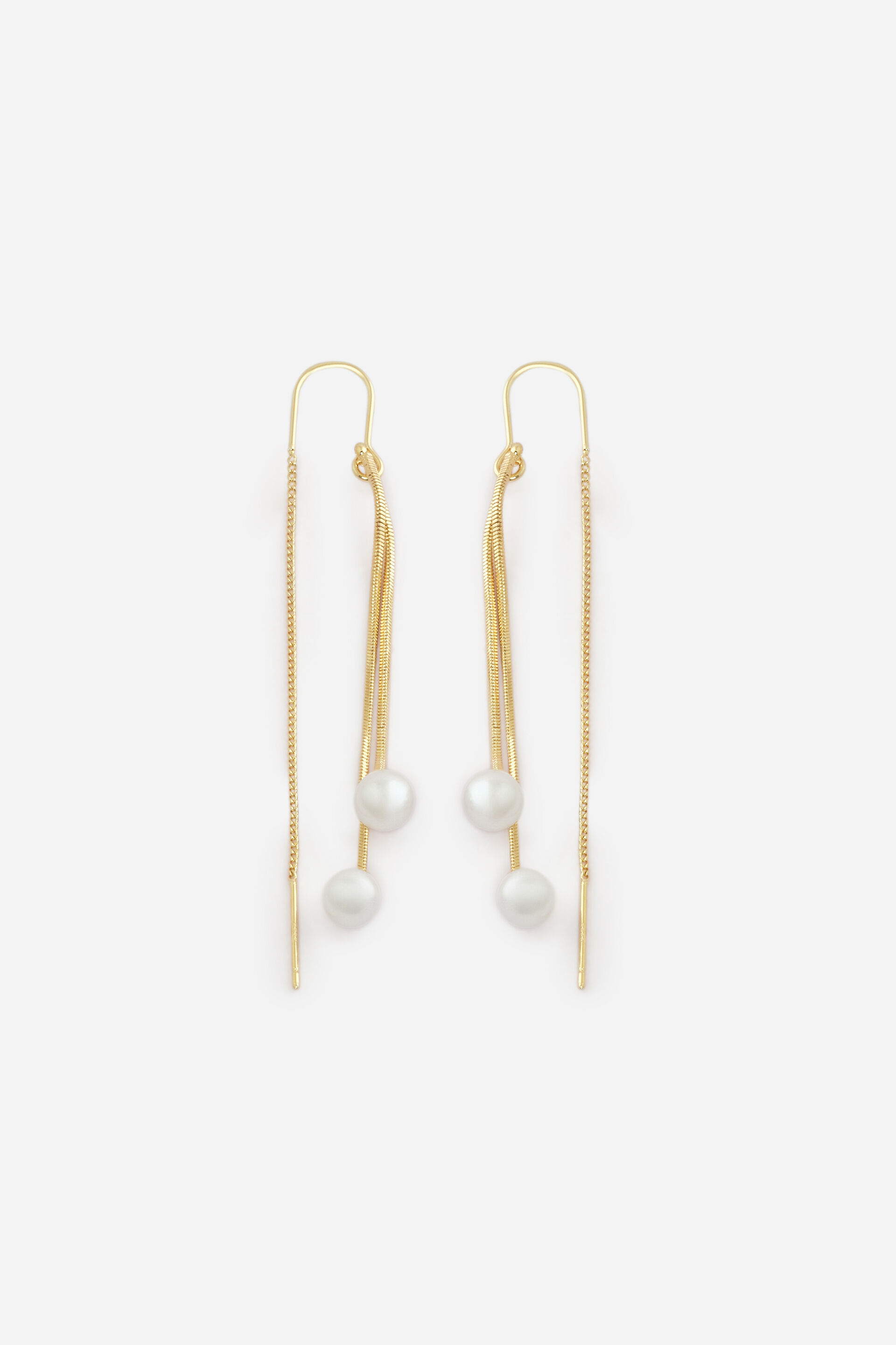 Layered Pearl Threader Earrings, , image 1